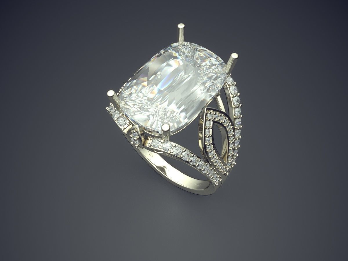 Ring With Diamonds CAD-5055 3D print model_1