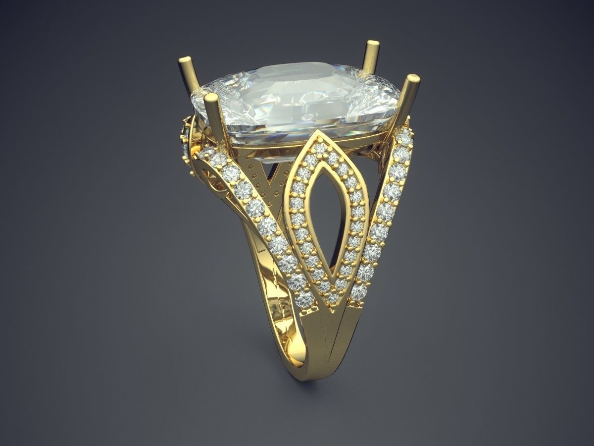 Ring With Diamonds CAD-5055 3D print model_3