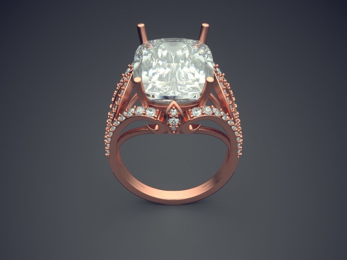 Ring With Diamonds CAD-5055 3D print model_2