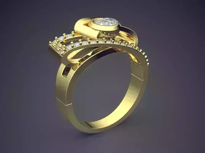 Unique Ring With Diamonds CAD-5039 3D print model