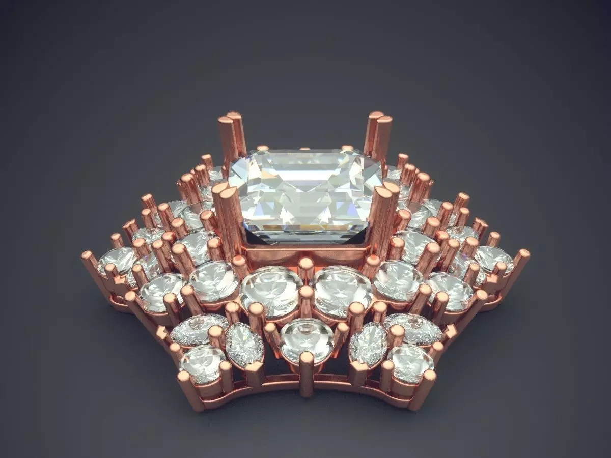 Brooch With Diamonds CAD-5020 3D print model_2