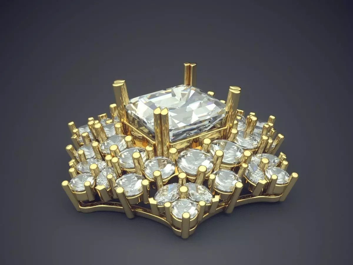 Brooch With Diamonds CAD-5020 3D print model_0