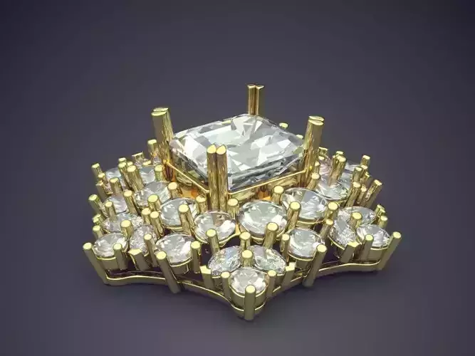 Brooch With Diamonds CAD-5020 3D print model