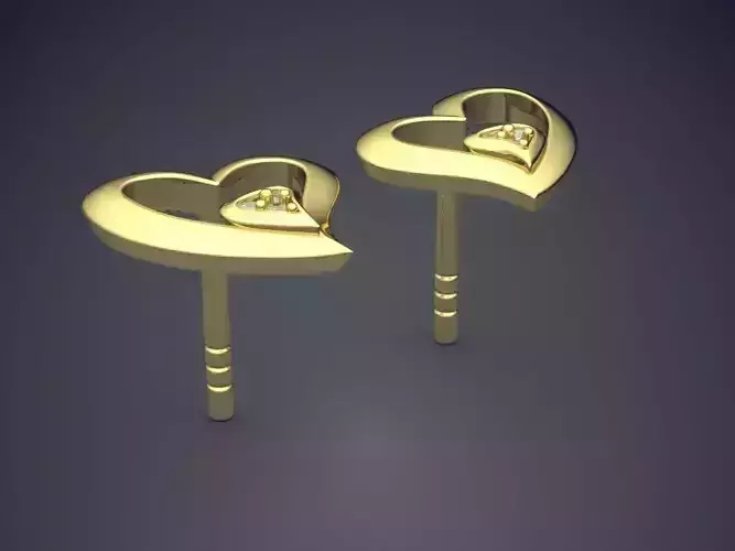 Heart Shape Earrings With Diamonds CAD-5016 3D print model