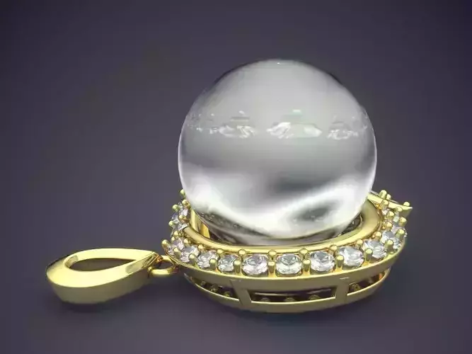 Pendant With Pearl And Diamonds CAD-5014