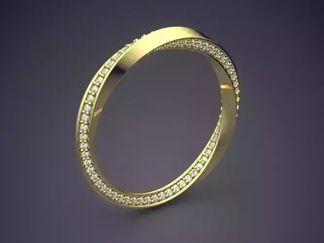 Curved Ring With Tiny Diamonds CAD-5017