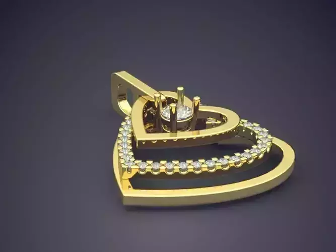 Heart Shape Pendant With Diamonds CAD-5005 3D print model