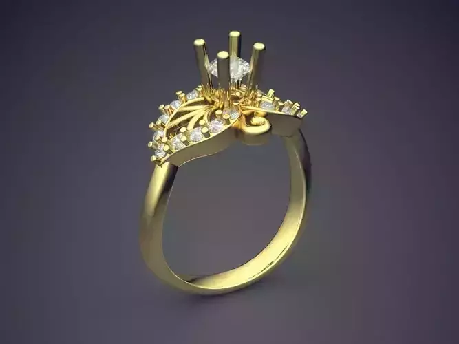 Ring With Diamonds CAD-5006 3D print model