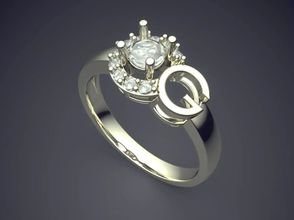 Ring With Diamonds CAD-4999 3D print model_1