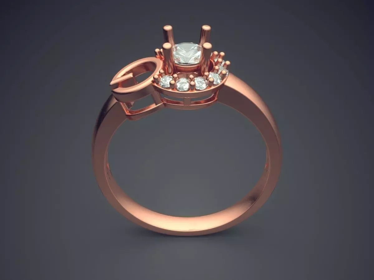 Ring With Diamonds CAD-4999 3D print model_2