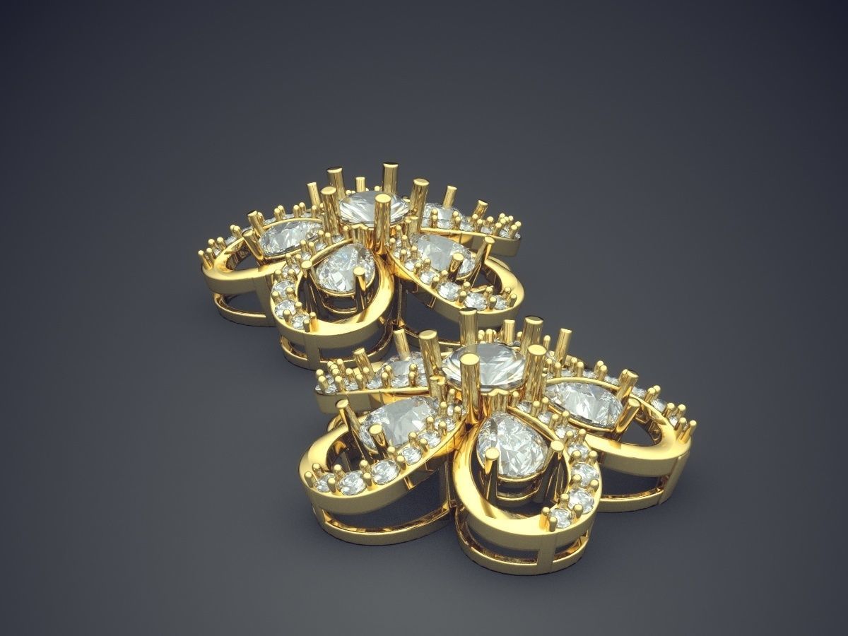 Earrings With Diamonds CAD-5000 3D print model_3