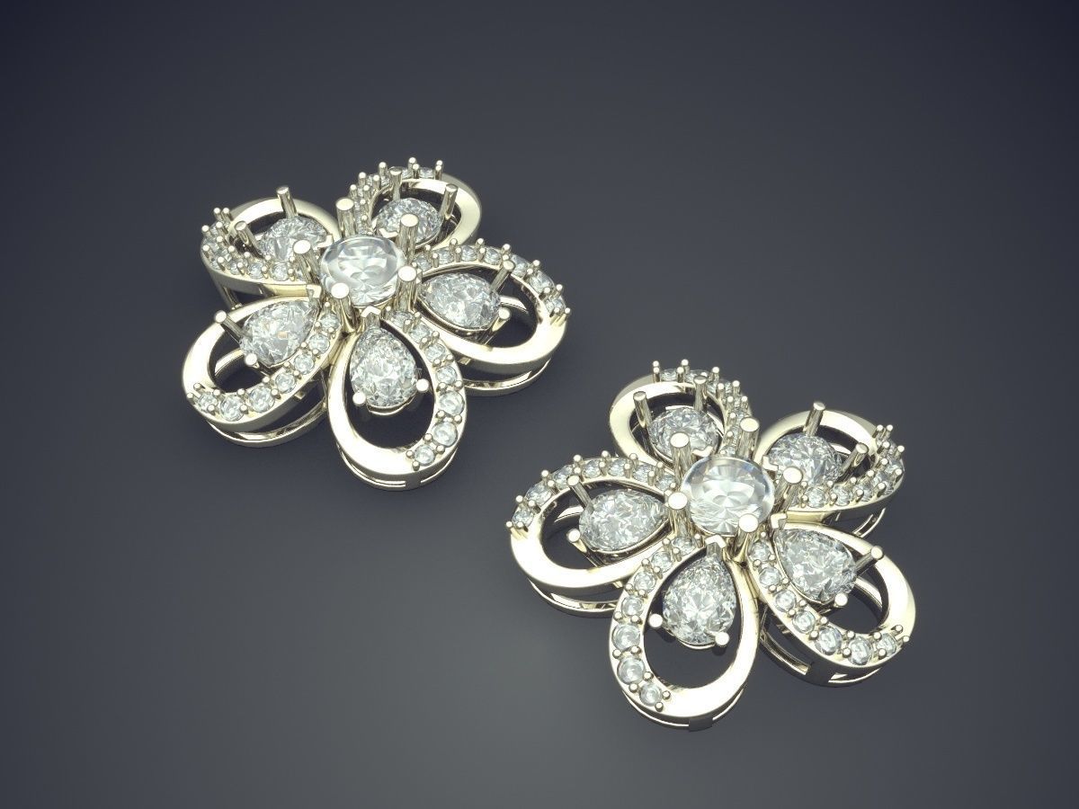 Earrings With Diamonds CAD-5000 3D print model_1