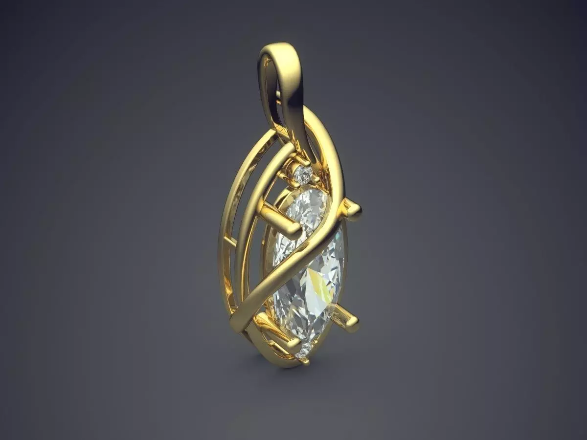 Pendant With Diamond CAD-4989 3D print model_0