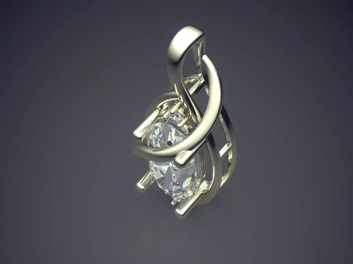 Pendant With Diamond CAD-4989 3D print model_1