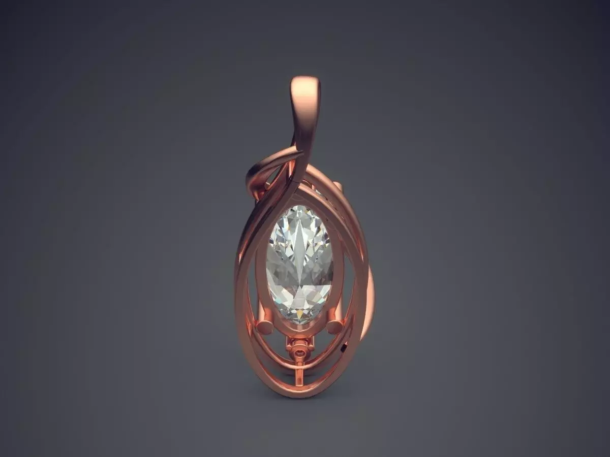 Pendant With Diamond CAD-4989 3D print model_2