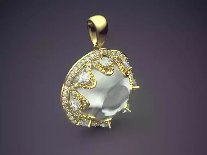Pendant With Pearl And Diamonds CAD-4994