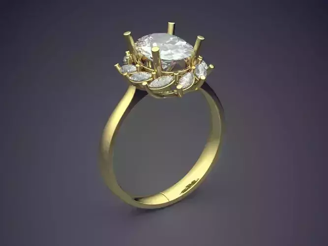 Ring With Diamonds CAD-4973 3D print model