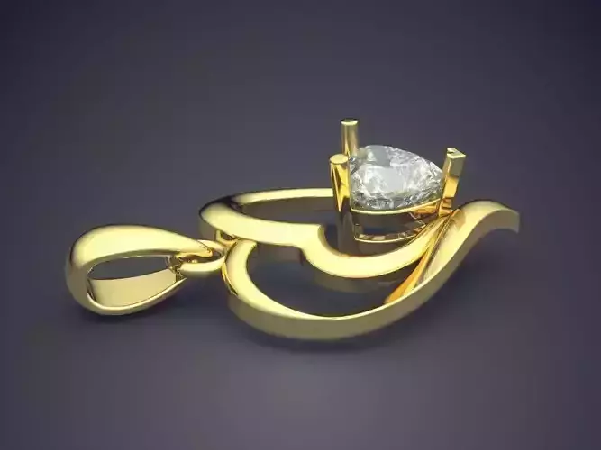 Heart Shape Pendant With Diamond CAD-4968