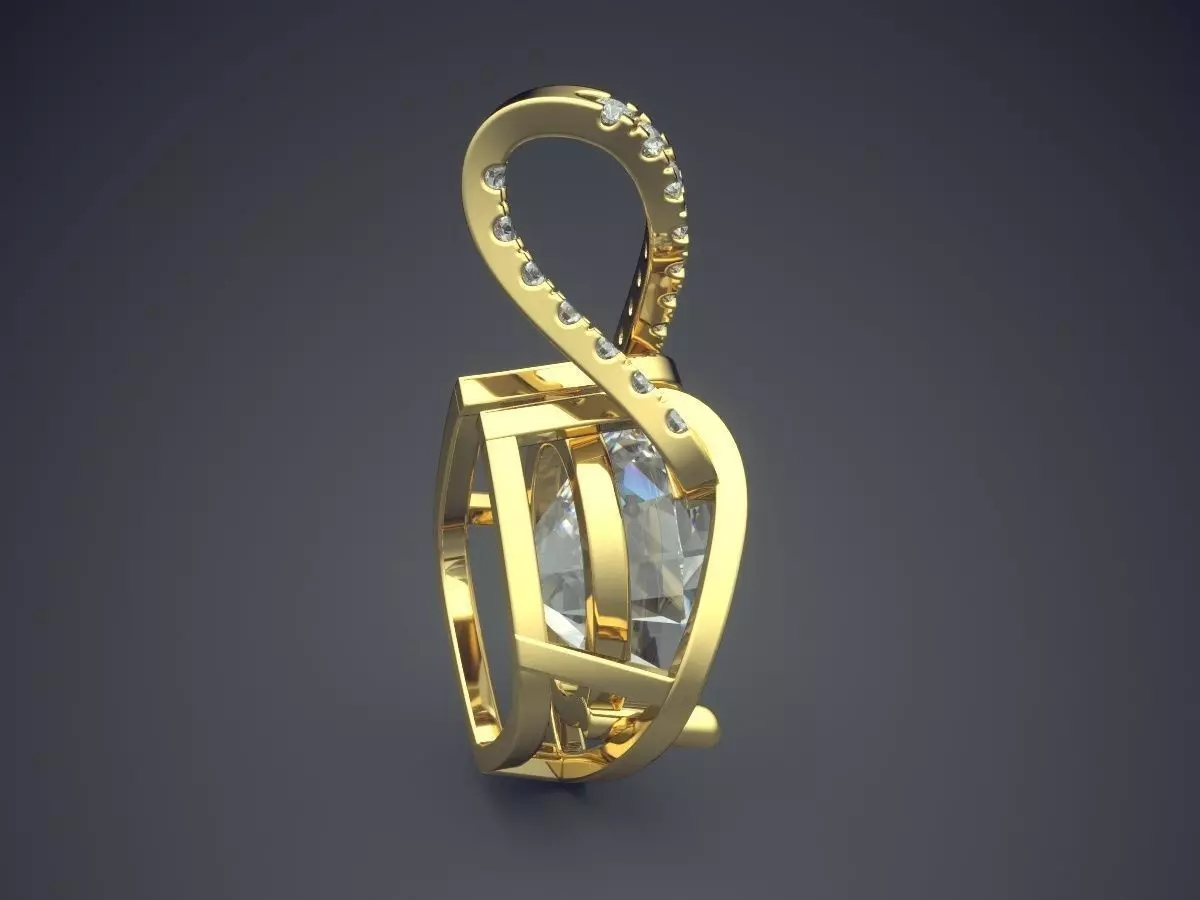 Pendant With Diamonds CAD-4967 3D print model_3