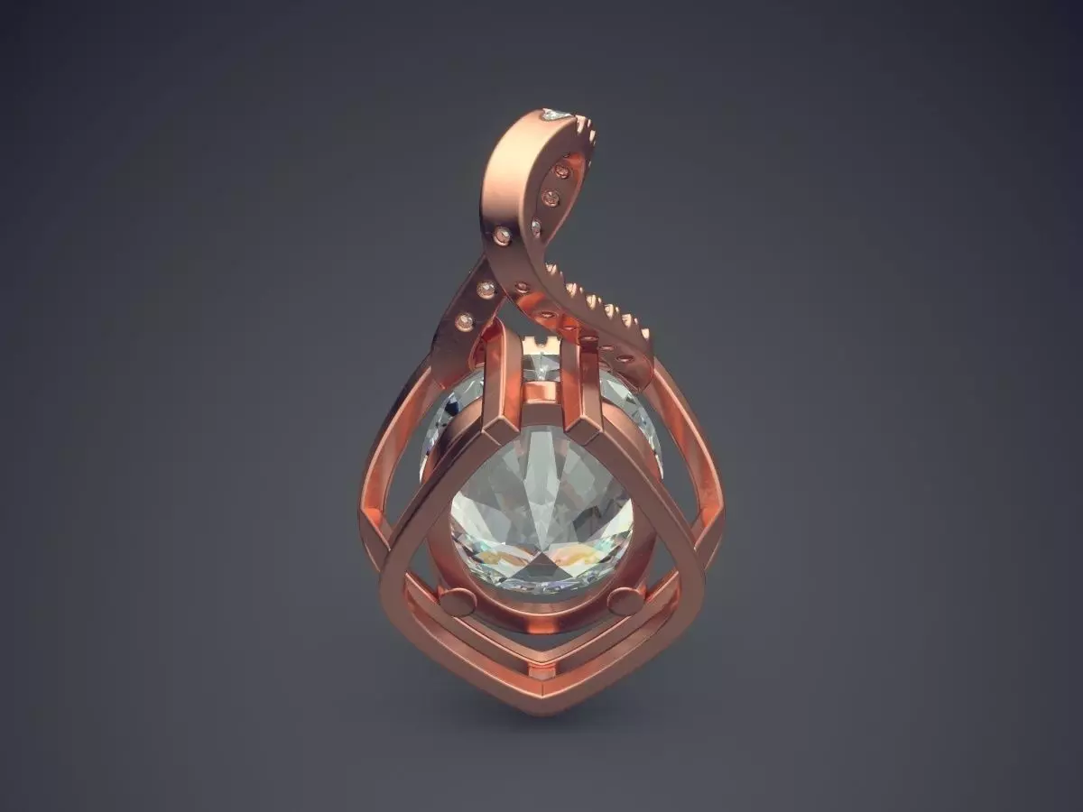 Pendant With Diamonds CAD-4967 3D print model_2