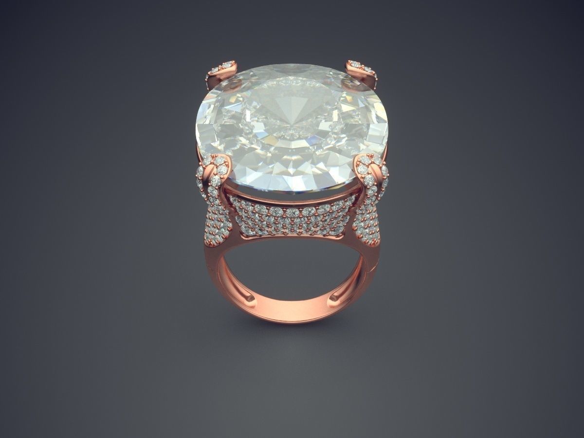 Luxurious Ring With Diamonds CAD-4982 3D print model_2