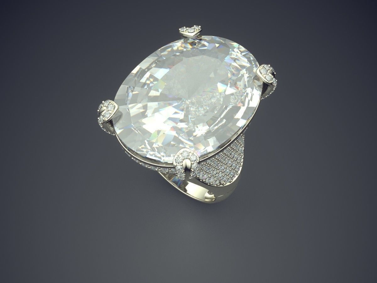 Luxurious Ring With Diamonds CAD-4982 3D print model_1