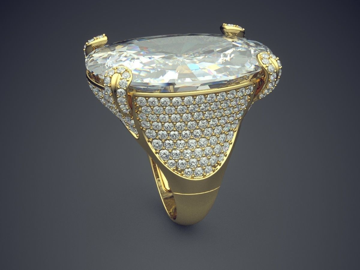 Luxurious Ring With Diamonds CAD-4982 3D print model_3