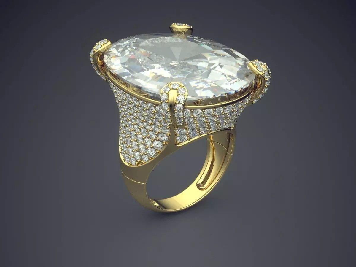 Luxurious Ring With Diamonds CAD-4982 3D print model_0