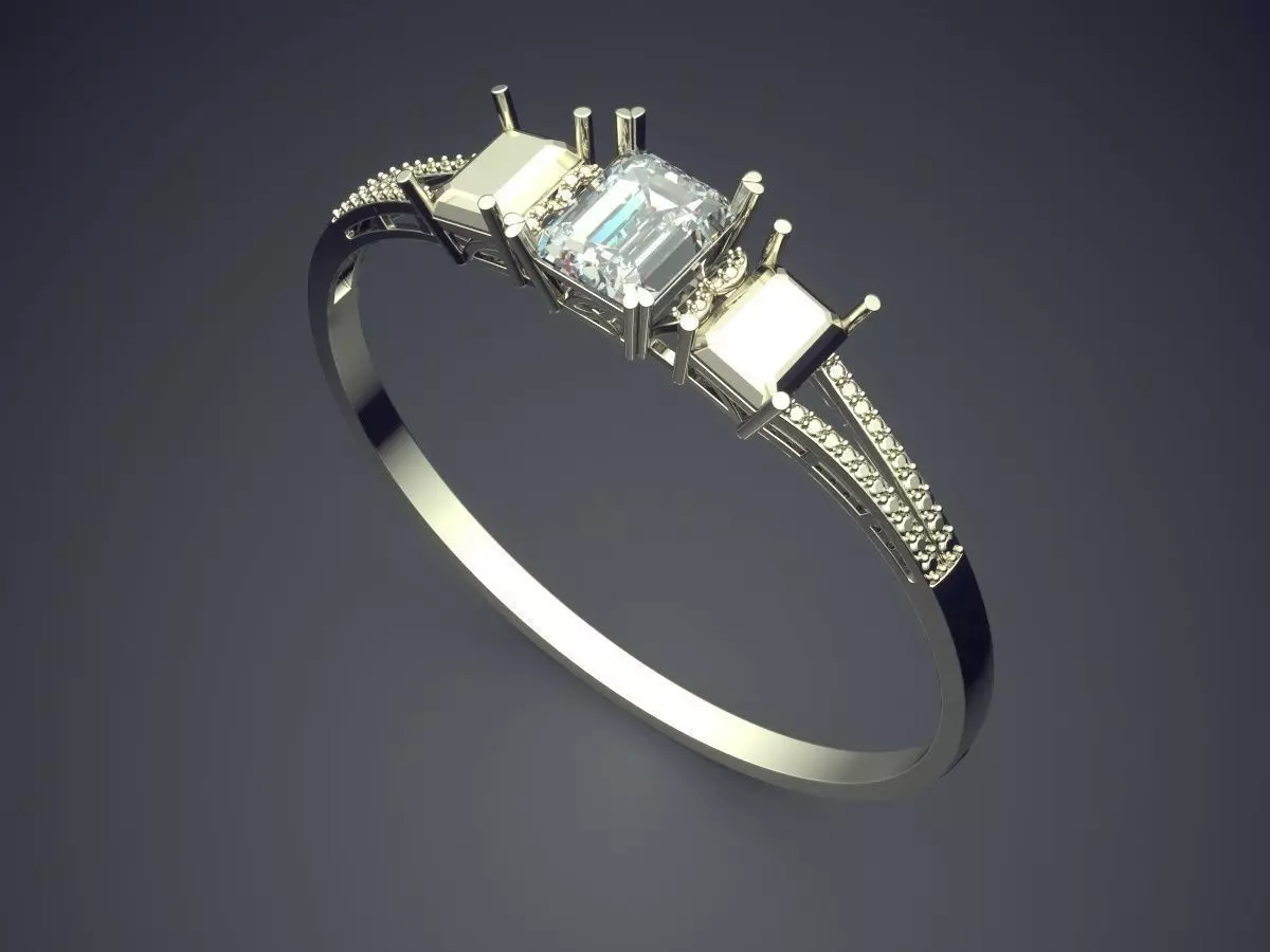 Thin Ring With Diamonds CAD-4958 3D print model_1