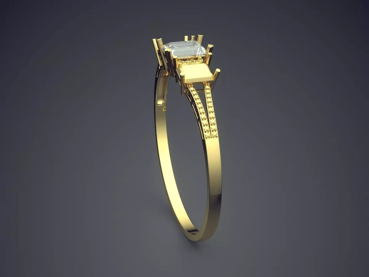 Thin Ring With Diamonds CAD-4958 3D print model_3