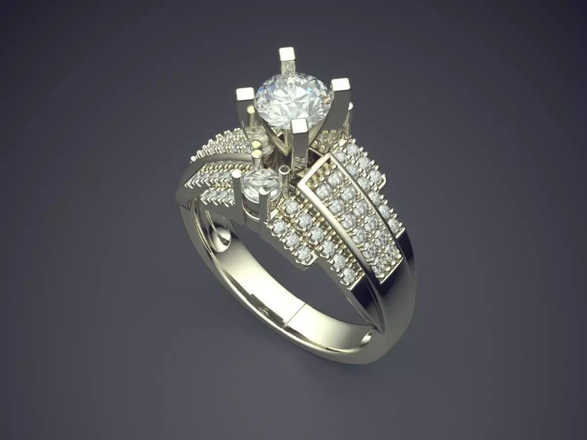 Ring With Diamonds CAD-4953 3D print model_1