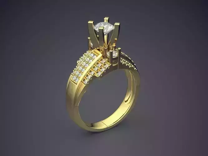 Ring With Diamonds CAD-4953 3D print model