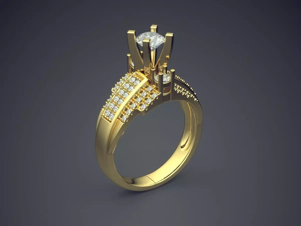 Ring With Diamonds CAD-4953 3D print model_0
