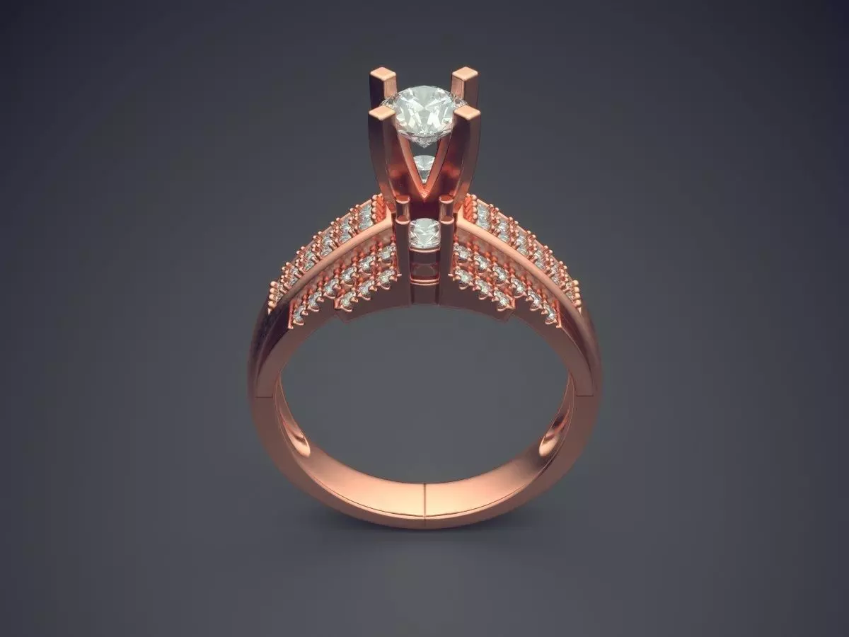 Ring With Diamonds CAD-4953 3D print model_2