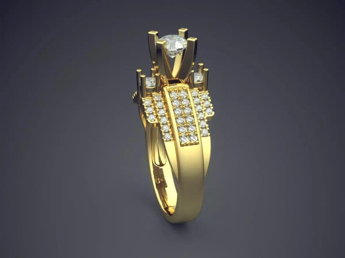 Ring With Diamonds CAD-4953 3D print model_3