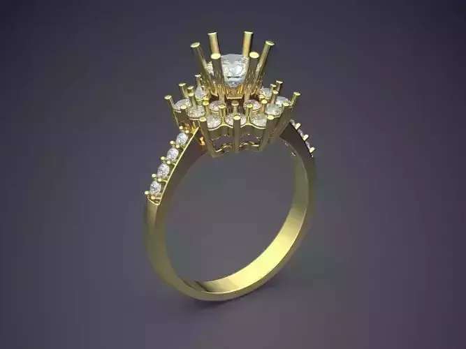 Ring With Diamonds CAD-4944 3D print model