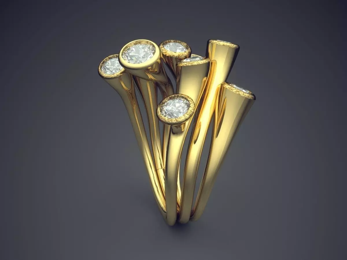 Unique Ring With Diamonds CAD-4919 3D print model_3