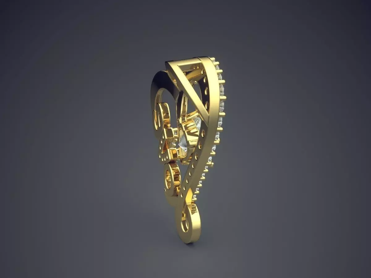 Pendant With Diamonds CAD-4914 3D print model_3