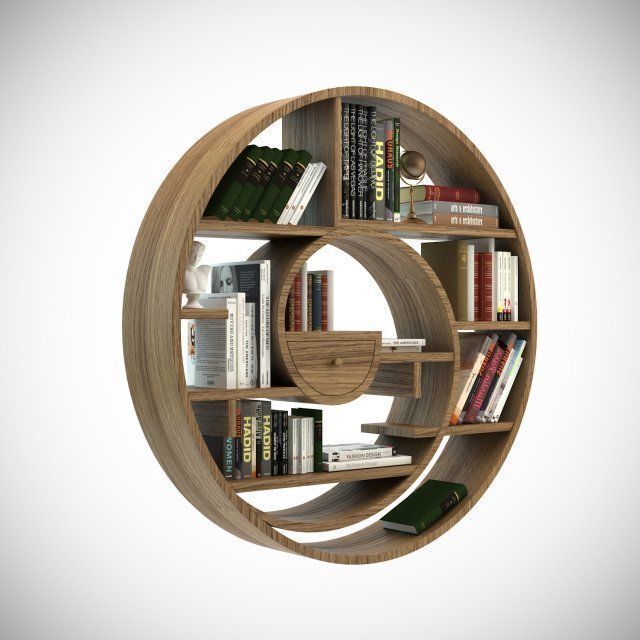 Circular Bookshelf 3D model_1