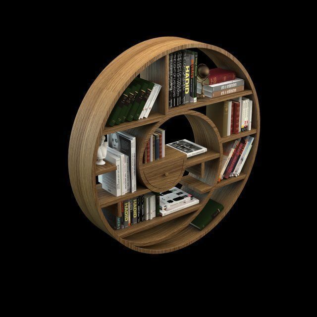 Circular Bookshelf 3D model_2