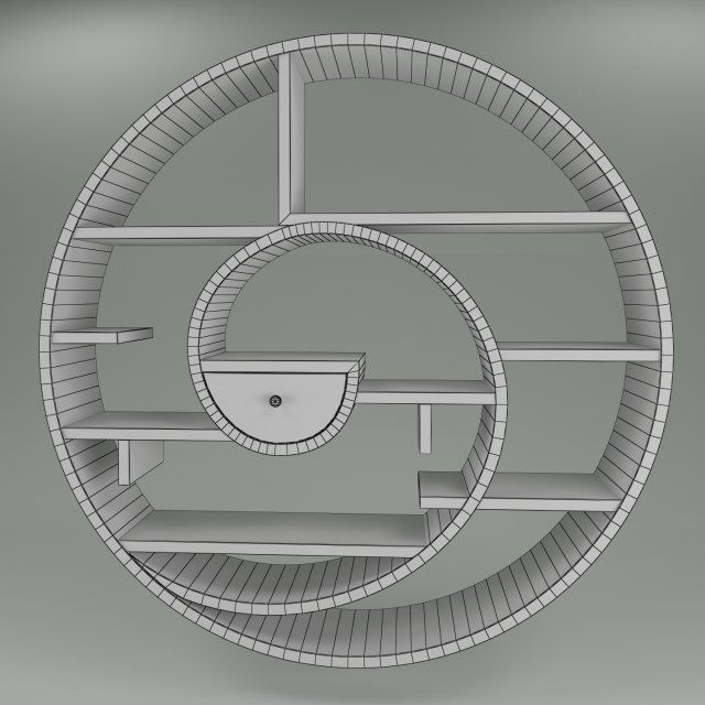 Circular Bookshelf 3D model_3
