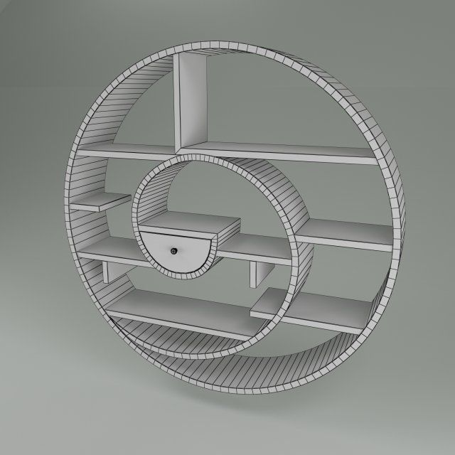 Circular Bookshelf 3D model_4