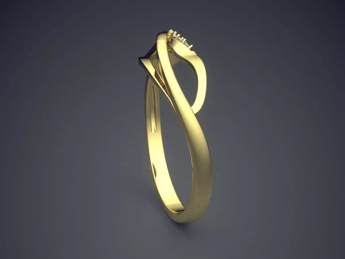 Ring With Diamonds CAD-4899 3D print model_3