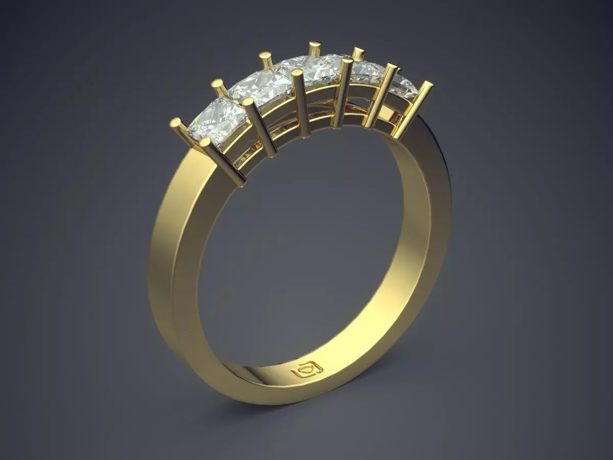 Engagement Ring With Diamonds CAD-4890 3D print model_0