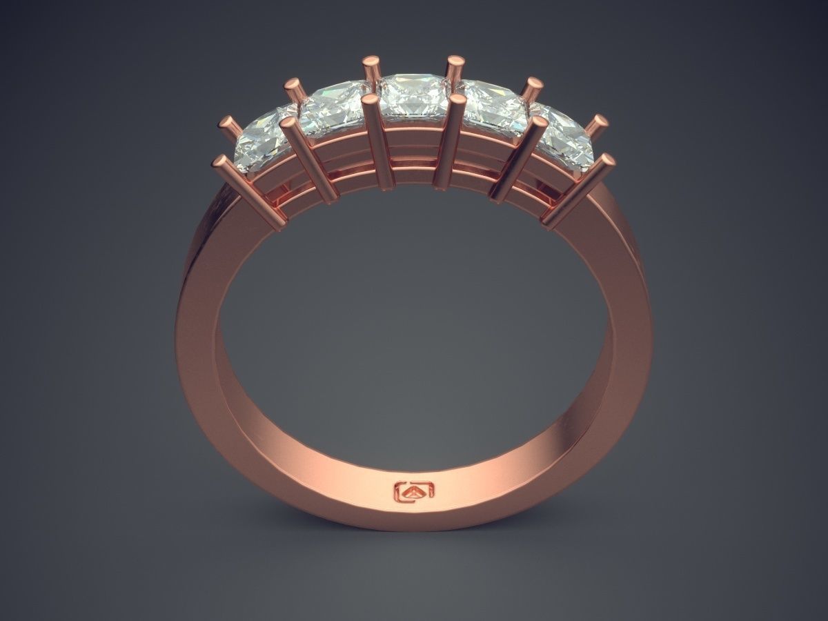 Engagement Ring With Diamonds CAD-4890 3D print model_2