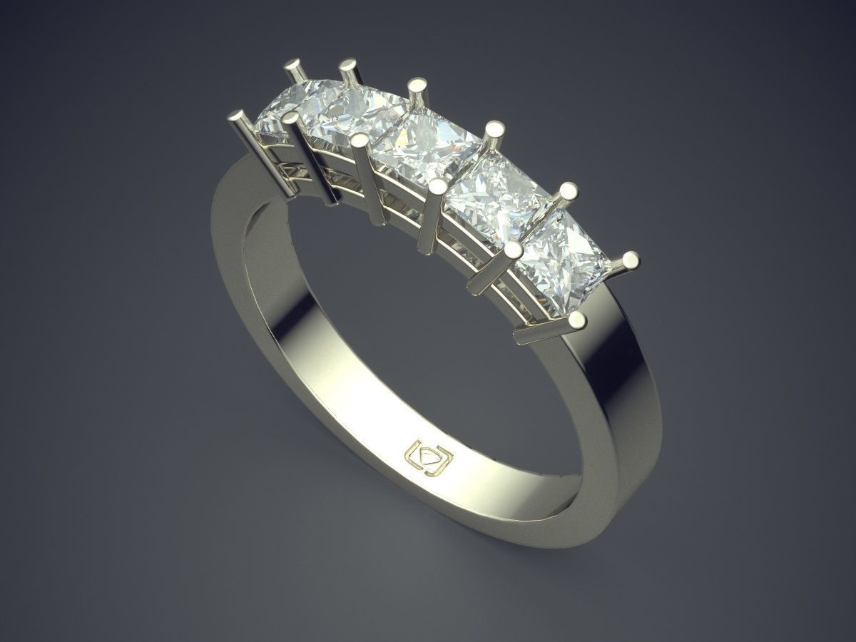 Engagement Ring With Diamonds CAD-4890 3D print model_1