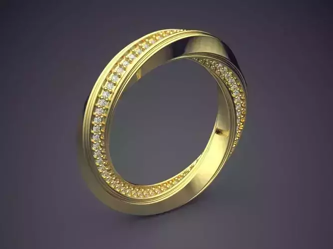 Curved Ring With Small Diamonds CAD-4886