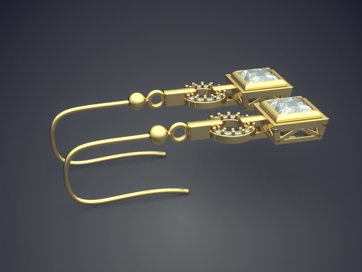 Earrings With Diamonds CAD-4881 3D print model_3