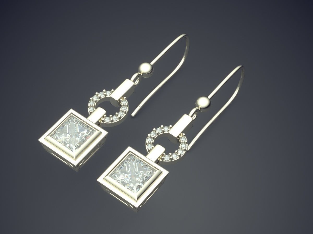 Earrings With Diamonds CAD-4881 3D print model_1