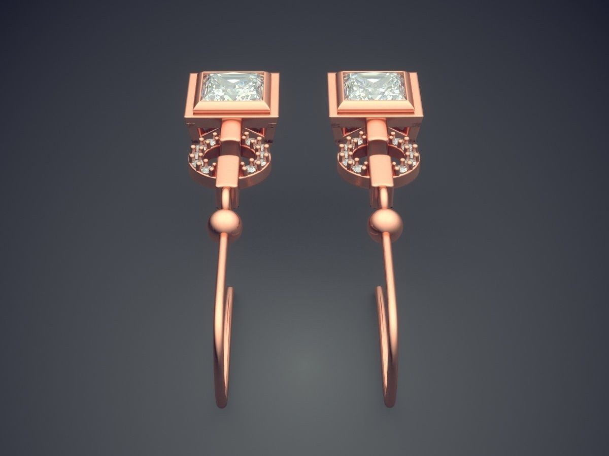 Earrings With Diamonds CAD-4881 3D print model_2